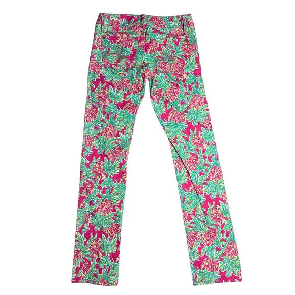 Lilly Pulitzer Worth Straight Jean Orchid Pink Spike The Punch Pineapple Size 2 - Picture 3 of 8
